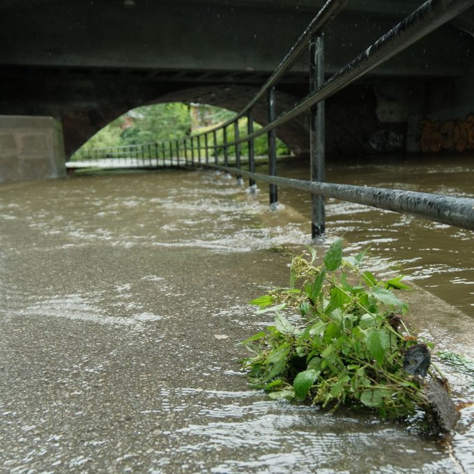 Akerselva flommer over gangsti etter styrtregn, heavy rainfall