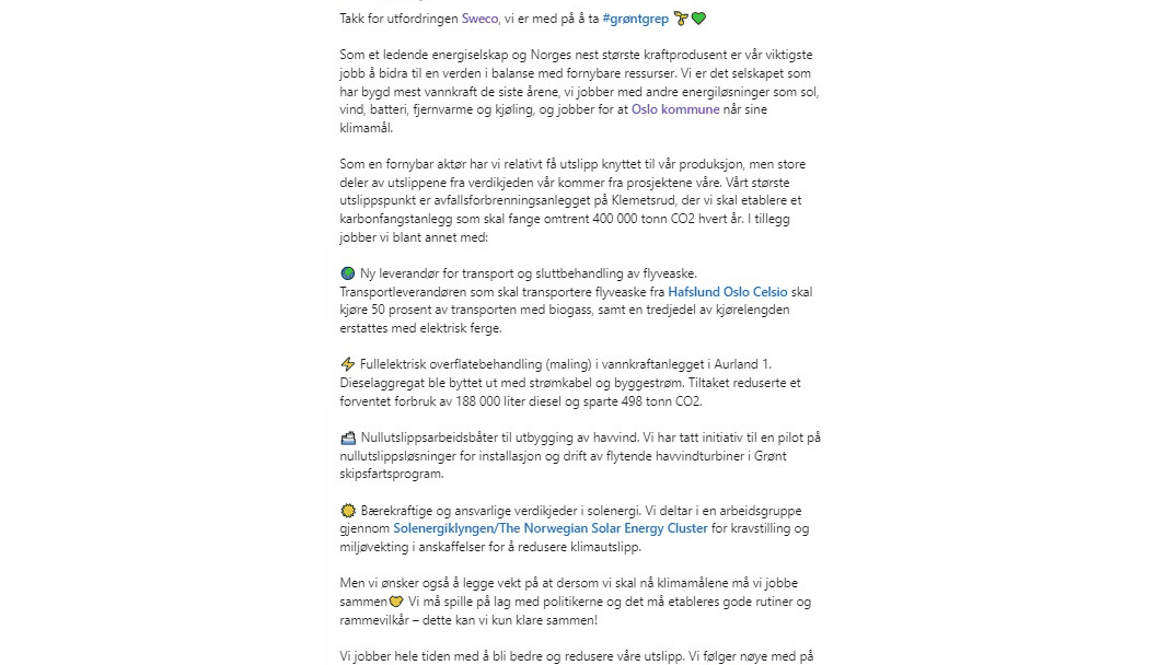 🌱 Spennende nyheter fra Hafslund! Vi er stolte av å delta i et bærekraftsprosjekt under initiativet «Grønt Grep». Vårt fokus er på CO2-reduksjon og fremme energieffektivitet, og driver mot en grønnere fremtid. La oss skape effektfull endring sammen! 💡 #Bærekraft #GrøntGrep.